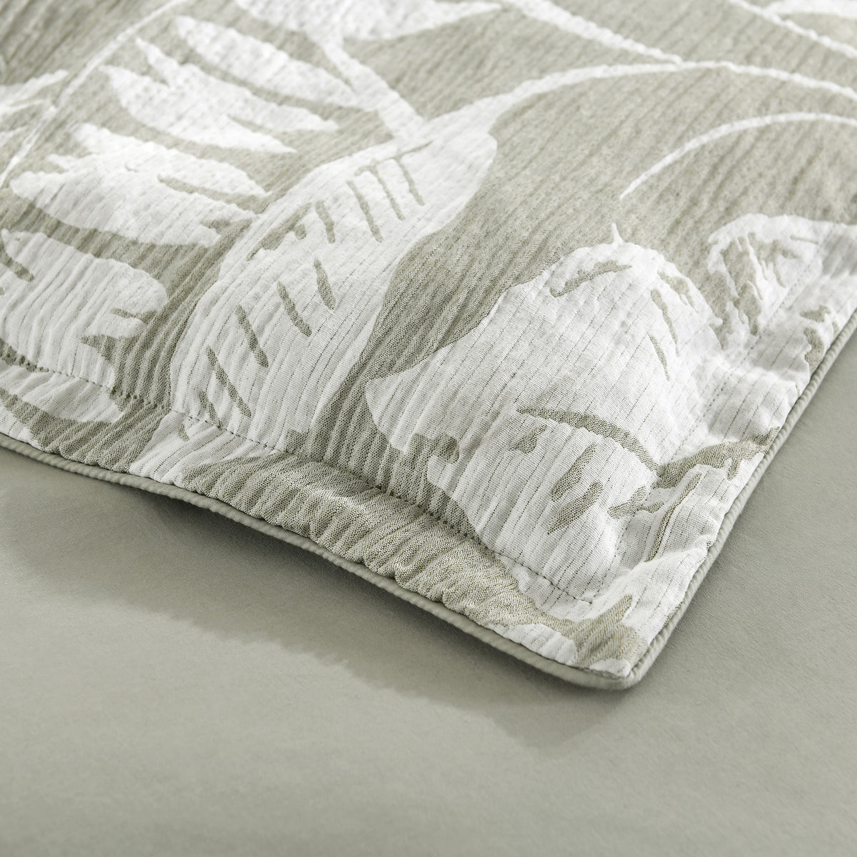 Palm Tree Sage Green Jacquard Quilt Cover Set Euro PC by Renee Taylor