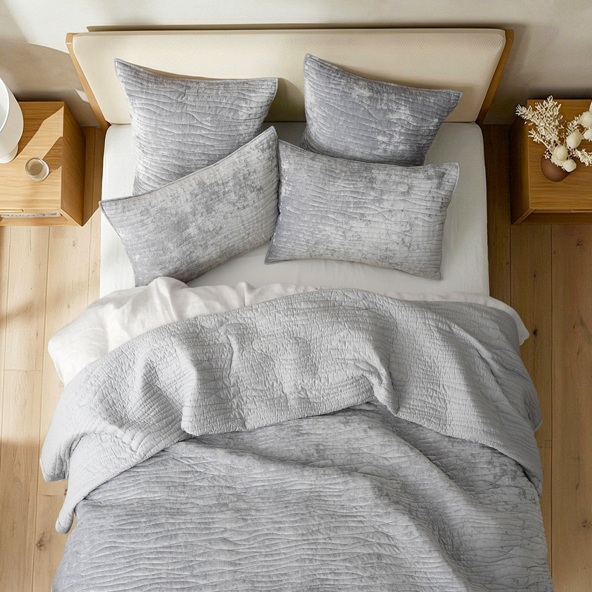 Blake Velvet Coverlet Set Silver Line by Renee Taylor