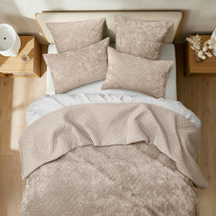 Archie Cross Stitch Velvet Coverlet Set Nude by Renee Taylor