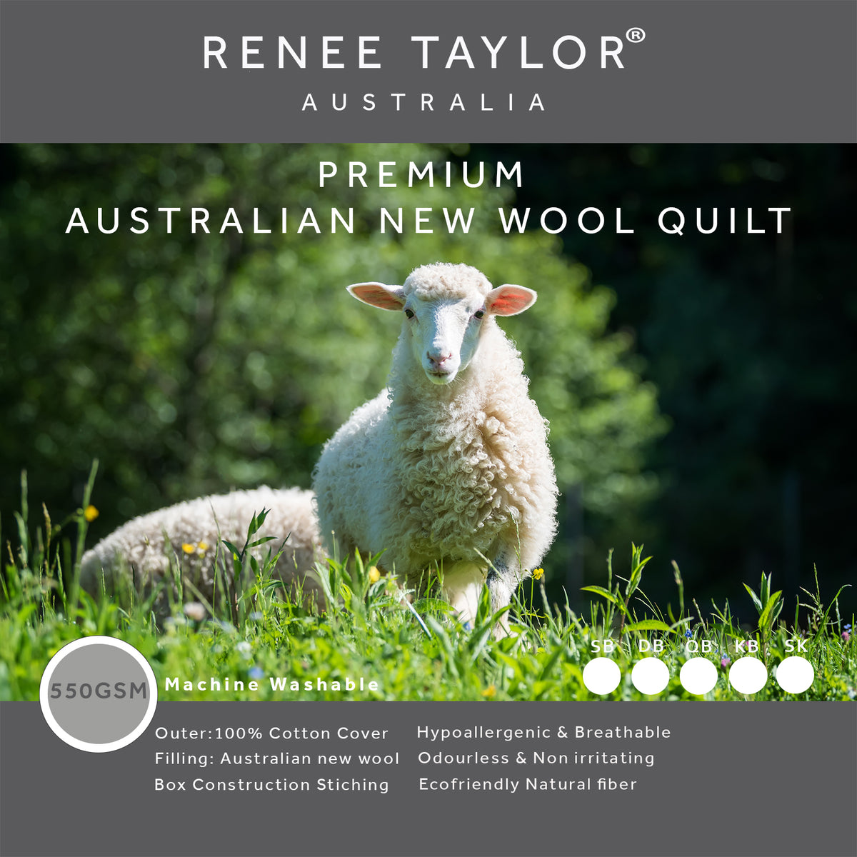 Premium Australian Wool Quilt 550 GSM by Renee Taylor