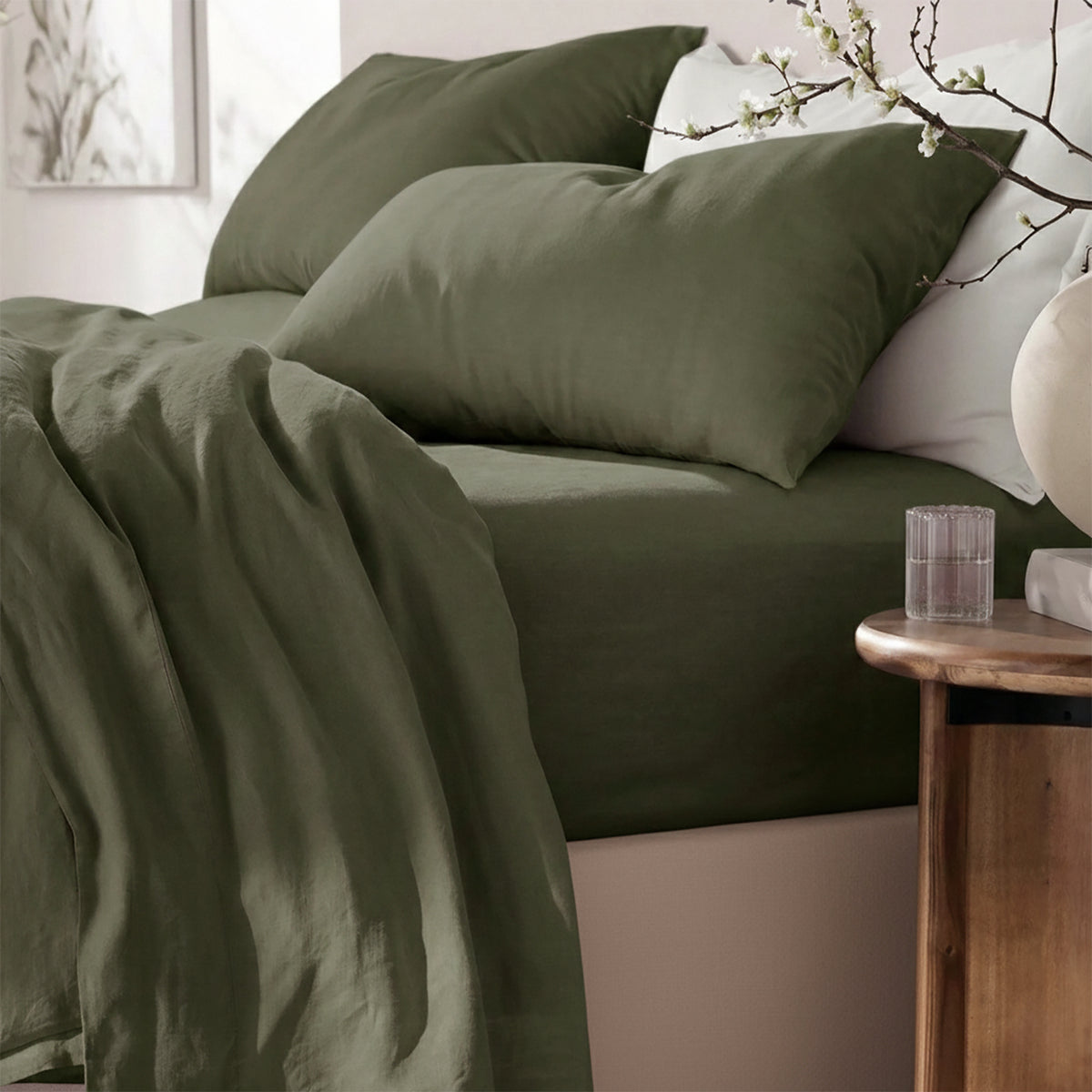 Washed Linen Cotton Sheet Set Leaf by Renee Taylor