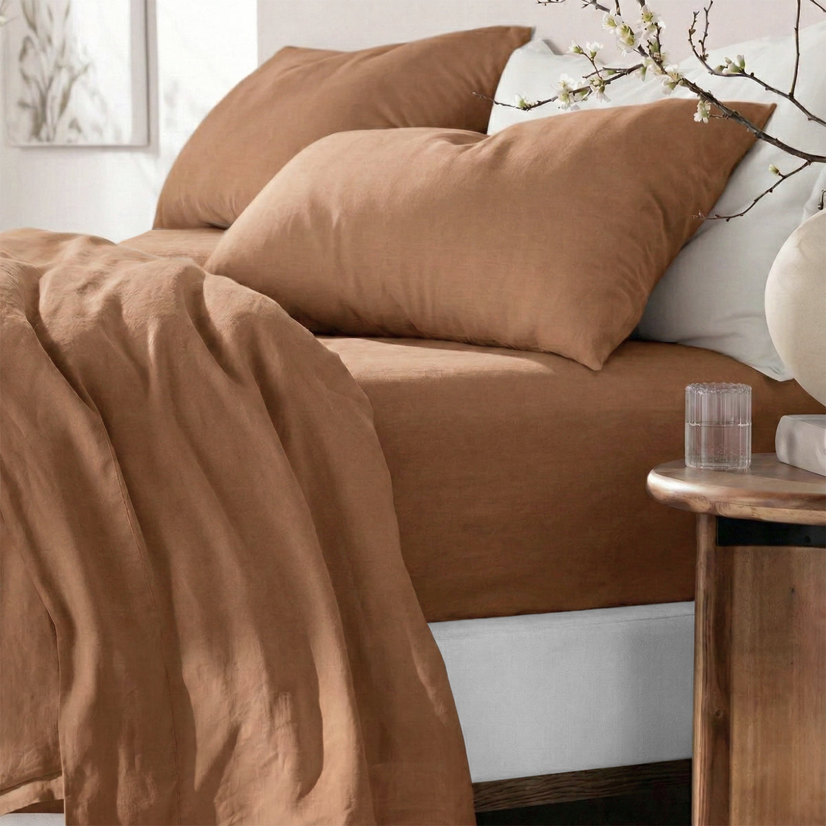 Washed Linen Cotton Sheet Set Terracotta by Renee Taylor