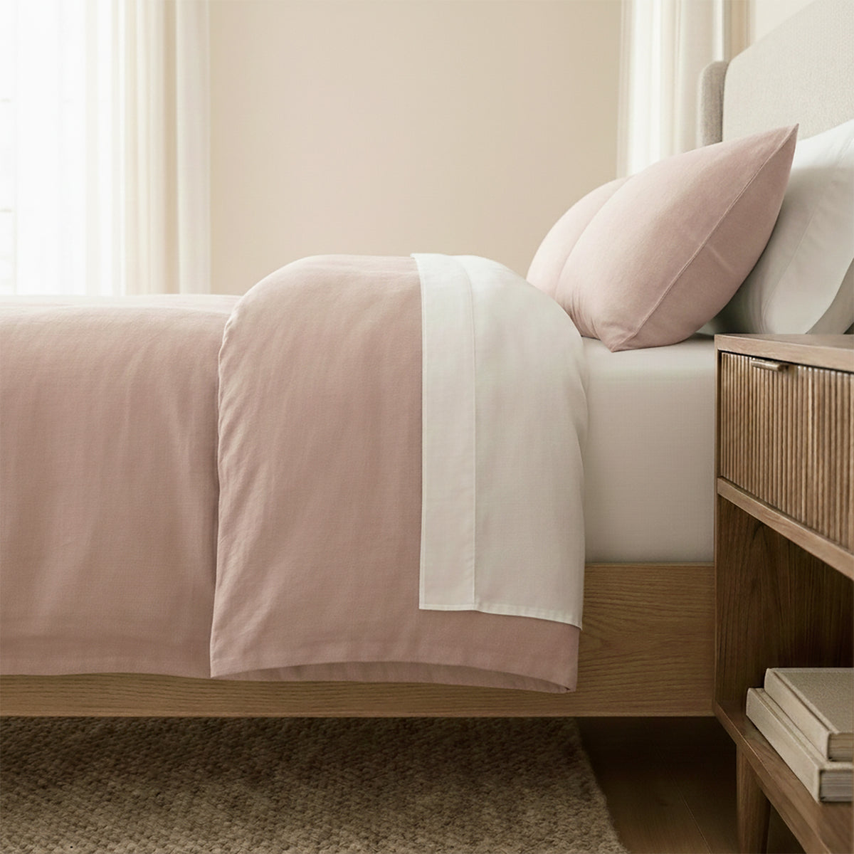 Washed Linen Cotton Quilt Cover Set Woodrose by Renee Taylor
