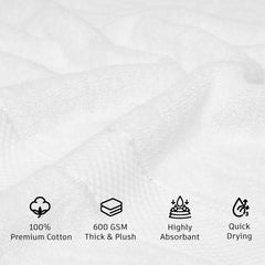NOUR Signature Bath Towels – 2 Pack | GOTS Certified 100% Cotton, 600 GSM | White