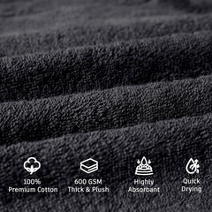 NOUR Signature Bath Towels – 2 Pack | GOTS Certified 100% Cotton, 600 GSM | Charcoal Grey
