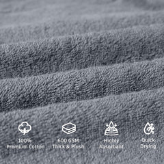 NOUR Signature Bath Towels – 4 Pack | GOTS Certified 100% Cotton, 600 GSM | Dusty Blue