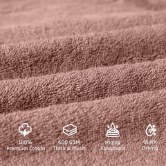 NOUR Signature Bath Towels – 4 Pack | GOTS Certified 100% Cotton, 600 GSM | Dusty Pink
