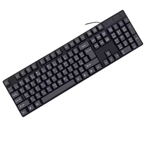 Arabic Letter Keycaps Gaming Keyboard – USB Wired 104-Key Full Size Keyboard for PC & Computer Use