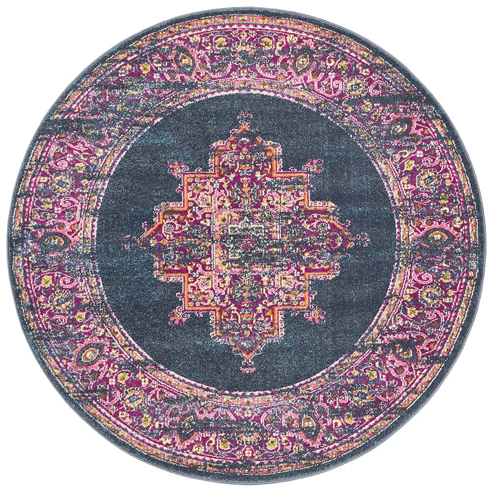 Large Navy Round Rugs Babylon 211 Navy Round Rug – Elan Linen