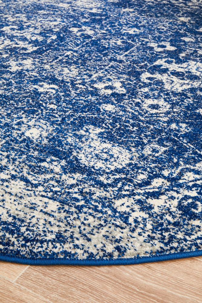 Large Navy Round Rugs Evoke Oasis Navy Transitional Round Rug – Elan Linen
