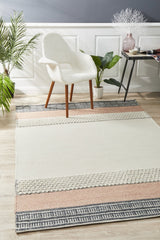 Esha Textured Woven Rug White Peach