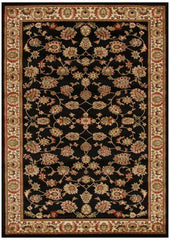 Istanbul Collection Traditional Floral Pattern Black Rug