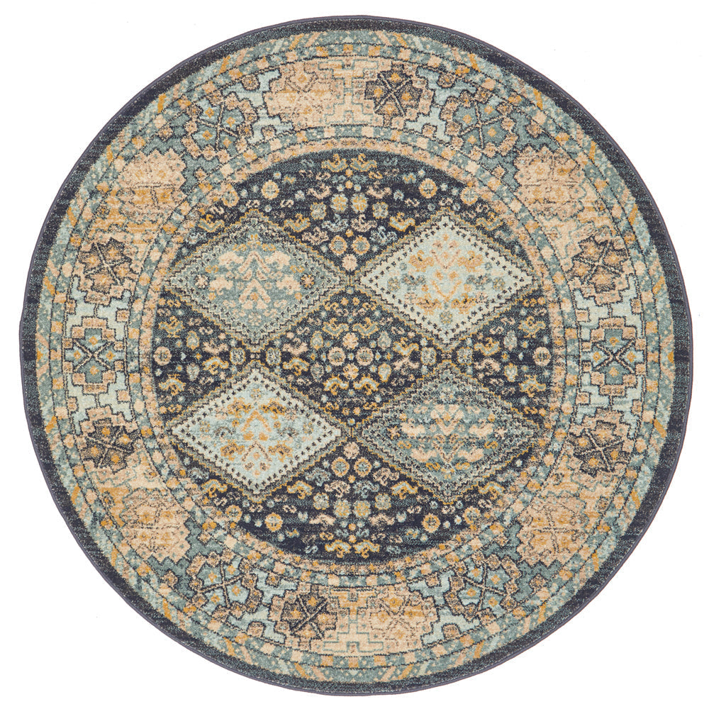 Large Navy Round Rugs Legacy 857 Navy Round Rug – Elan Linen