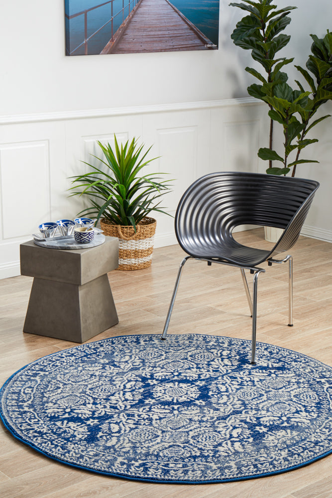 Large Navy Round Rugs Mirage Gwyneth Stunning Transitional Navy Round Rug – Elan Linen