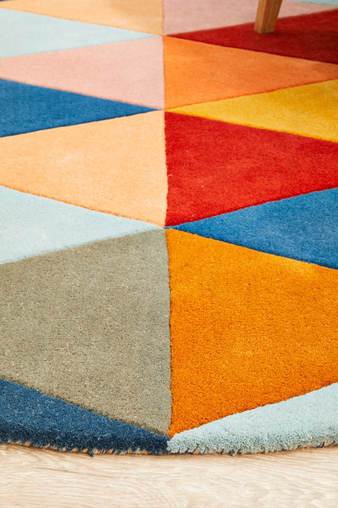 Multi Round Rug Matrix Pure Wool 905 Multi Round Rug – Elan Linen
