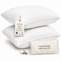 NOUR Adjustable Hotel Pillows with Cotton Sateen Cover – Standard Size, 2 Pack