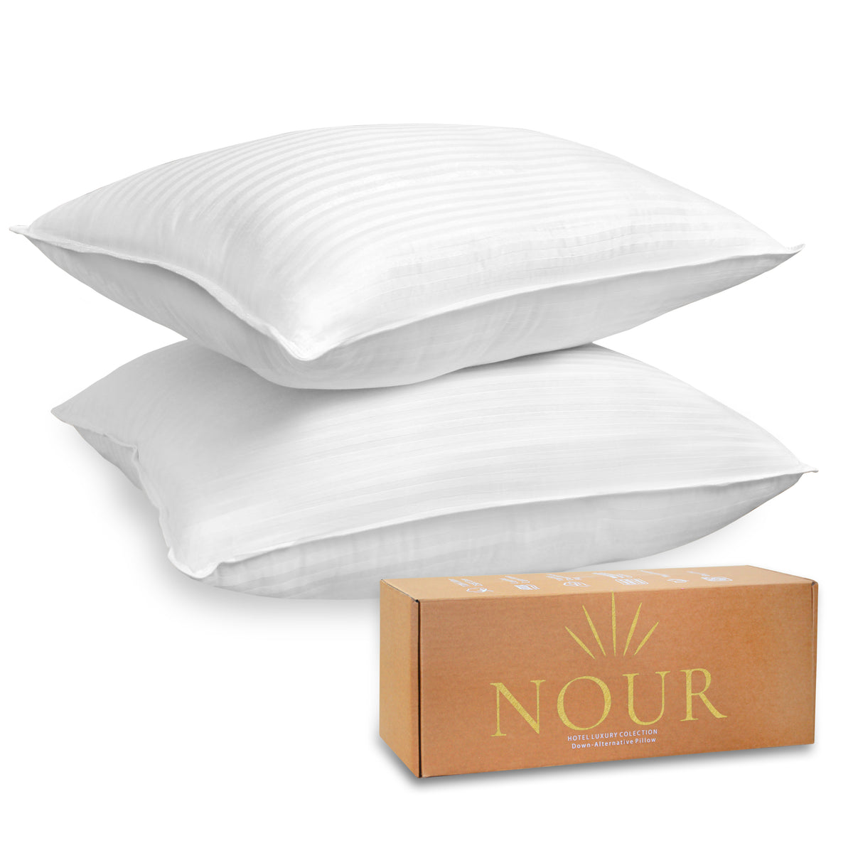 Nour Hotel Collection Pillow – Cotton Sateen, Down-Alternative Fill