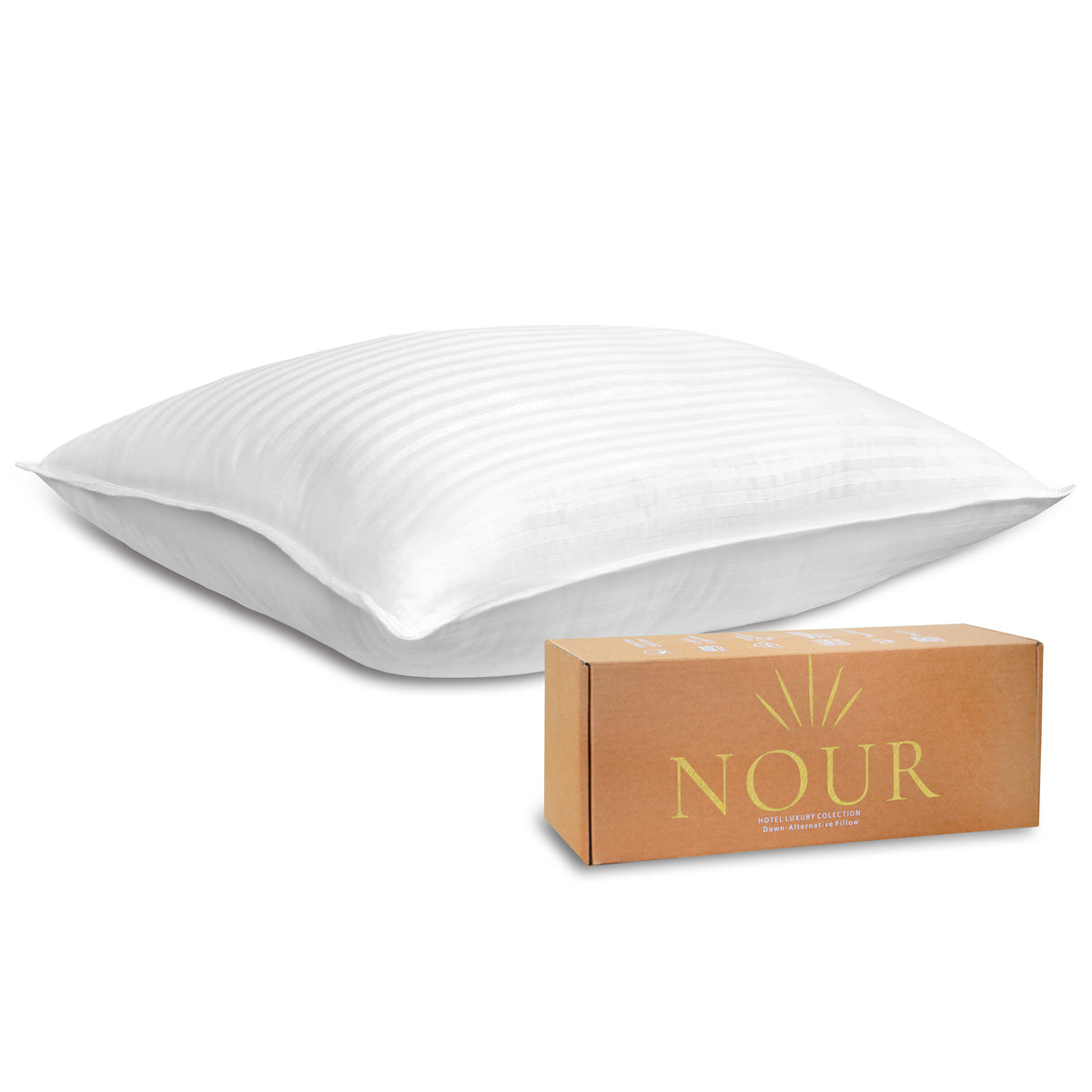 Nour Hotel Collection Pillow – Cotton Sateen, Down-Alternative Fill