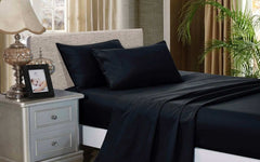 Black 1000TC Soft Luxury Flat & Fitted Sheet Set by Fabric Fantastic