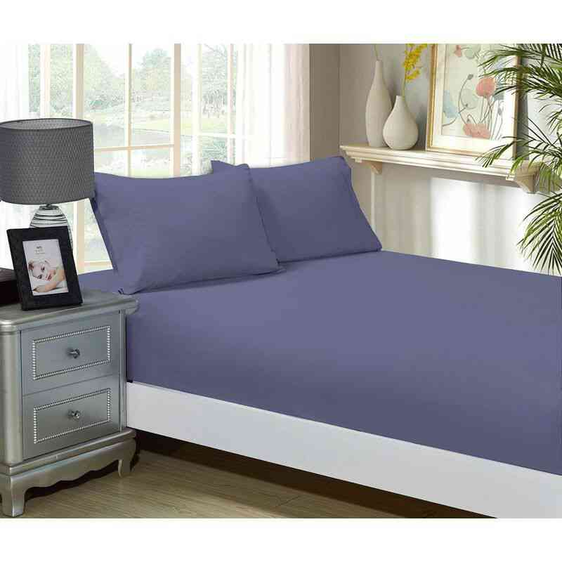 Greyish Blue 1000TC Ultra Soft Fitted Sheet & 2 Pillowcases Set by Fabric Fantastic