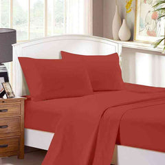 Brick Red 1000TC Ultra Soft Flat & Fitted Sheet Set by Fabric Fantastic
