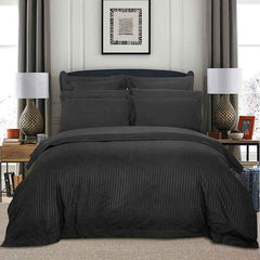 Charcoal Grey 1000TC Ultra Soft Stripe Quilt Cover Set by Fabric Fantastic