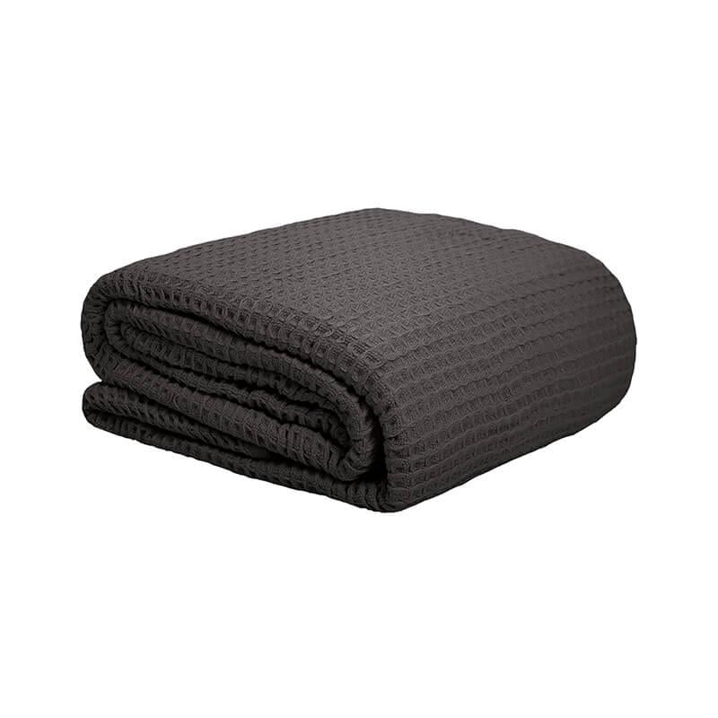 Waffle Queen/King Weave Blanket Charcoal by Bambury