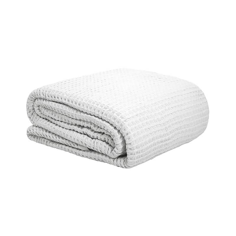Waffle Single Weave Blanket White by Bambury