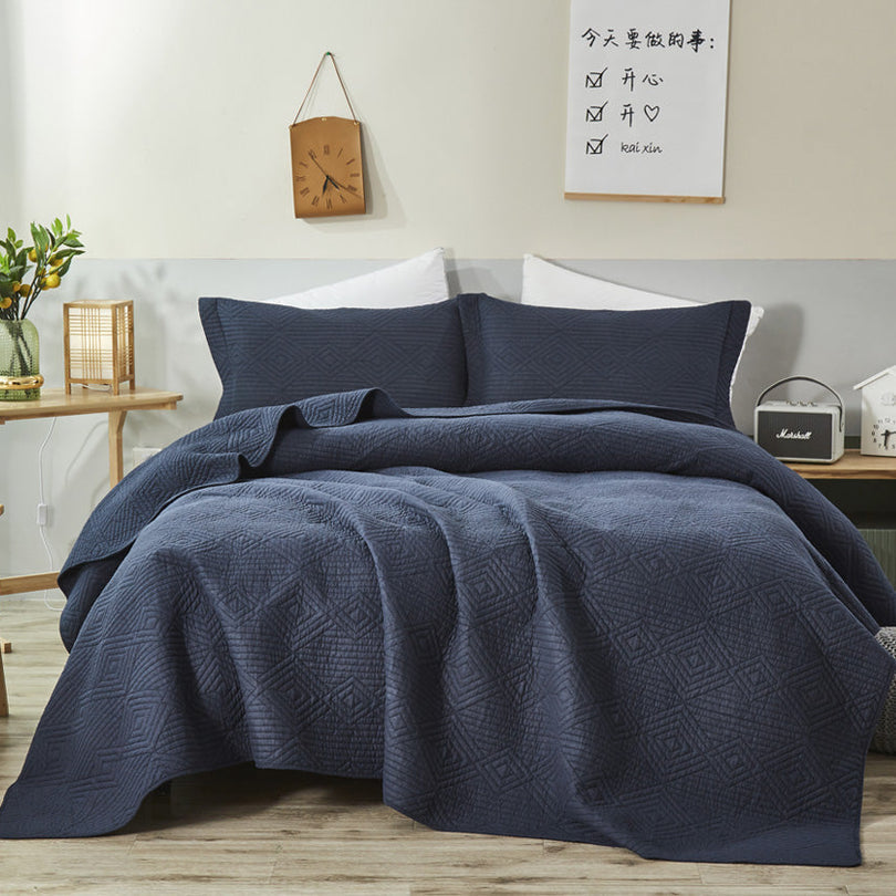 Diamond Navy Bedspread set by Classic Quilts