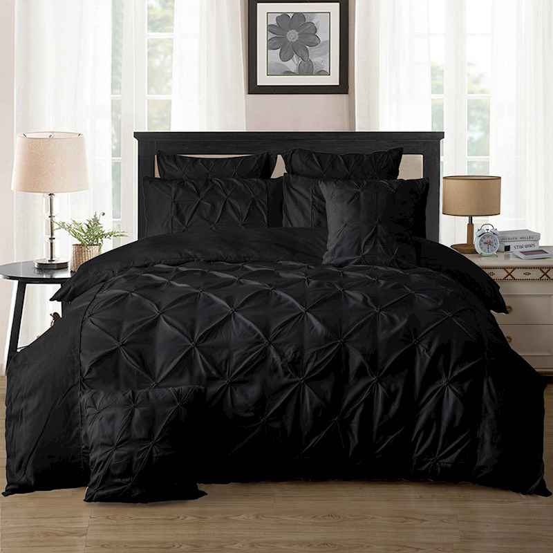 Black Diamond Pintuck Doona Quilt Cover Set by Fabric Fantastic