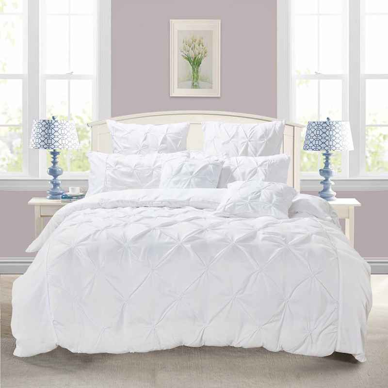 White Diamond Pintuck Doona Quilt Cover Set by Fabric Fantastic