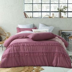 Smokey Rose Boho Tassel Quilt Cover by Vintage Design