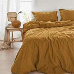 Organic Cotton Basic Ochre Organic Cotton Quilt Cover Sets by Bedding House
