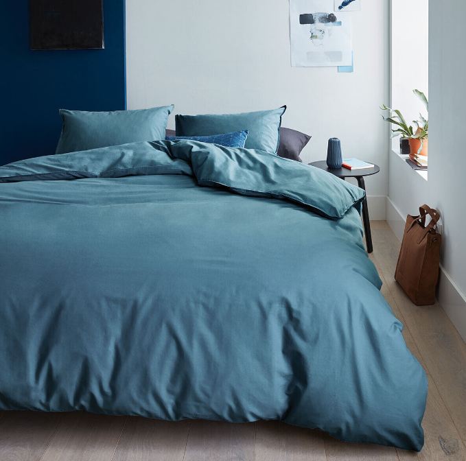 Organic Cotton Basic Blue Grey Organic Cotton Quilt Cover Sets by Bedding House