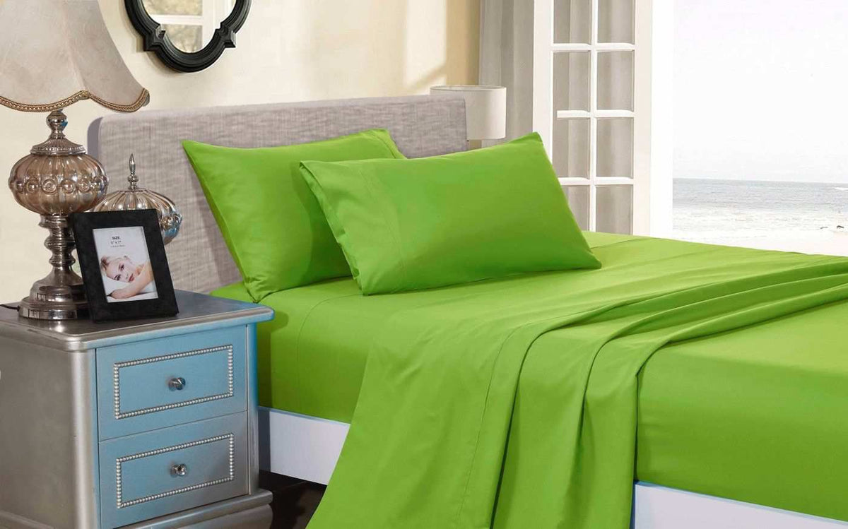 Green 1000TC Soft Luxury Flat & Fitted Sheet Set by Fabric Fantastic