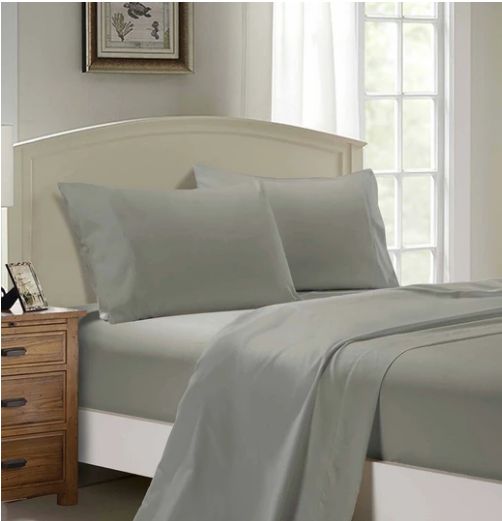 Grey 1000TC Ultra Soft Flat & Fitted Sheet Set by Fabric Fantastic