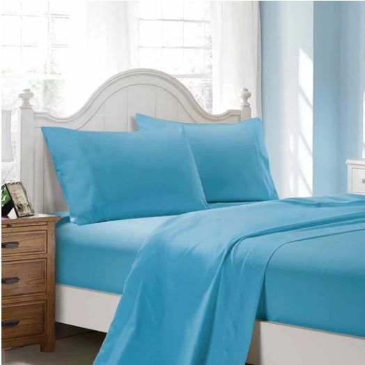 Light Blue 1000TC Ultra Soft Flat & Fitted Sheet Set by Fabric Fantastic