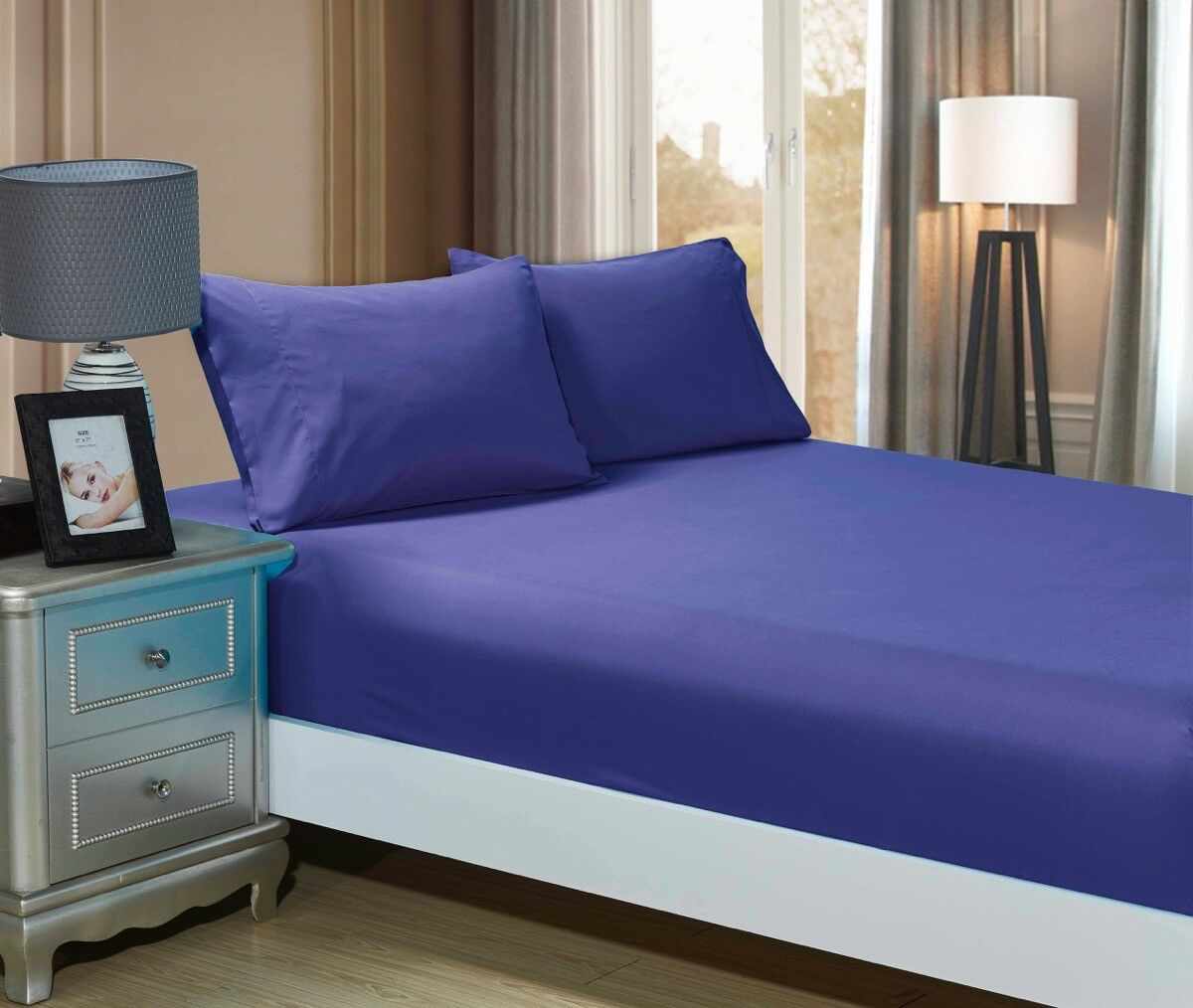 Royal Blue 1000TC Ultra Soft Fitted Sheet & 2 Pillowcases Set by Fabric Fantastic