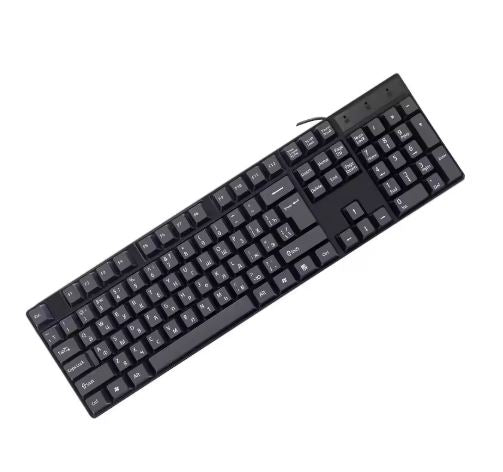 Russian Letter Keycaps Gaming Keyboard – USB Wired 104-Key Full Size Keyboard for PC & Computer Use