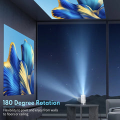 Android 11 Wifi6 4K Mini Projector With Hidden Lift And Gimbal - White