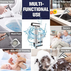 Stainless Steel Bidet Hand Shower Wear Resist Self Cleaning Bidet Sprayer Set with 2 Way Diverter & Hose for Bidet Toilet Shower