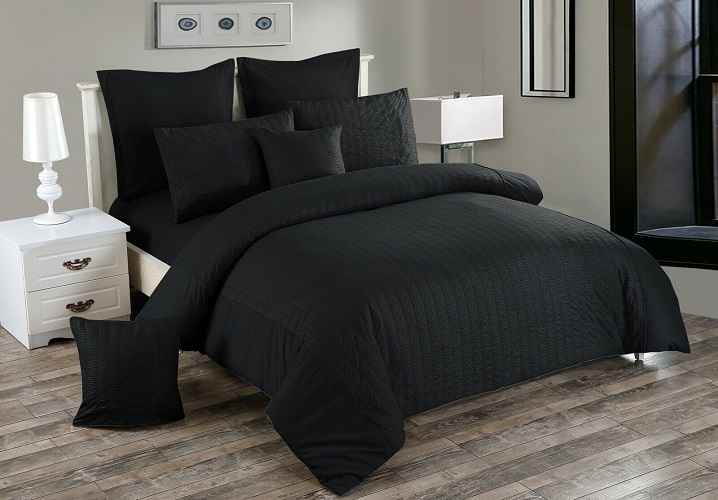 Black Seersucker Quilt Cover Set by Fabric Fantastic