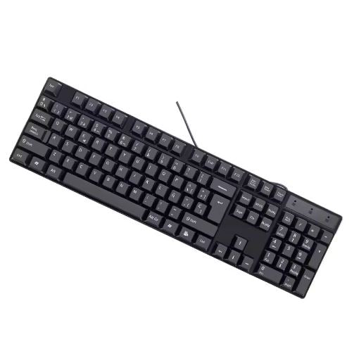 Spanish Letter Keycaps Gaming Keyboard – USB Wired 104-Key Full Size Keyboard for PC & Computer Use