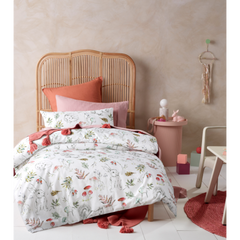 Story Time White Printed Cotton Quilt Cover Sets by Happy Kids