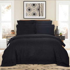 Black 1000TC Luxury Striped Quilt Cover Set by Fabric Fantastic