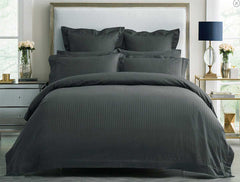 Charcoal 1000TC Luxury Striped Quilt Cover Set by Fabric Fantastic