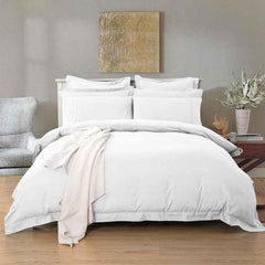 White Tailored 1000TC Ultra Soft Quilt Cover Set by Fabric Fantastic