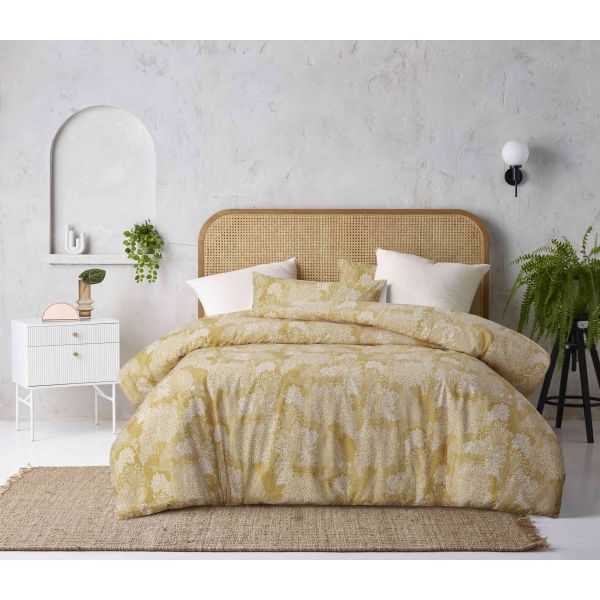 Otway Ochre Washed Cotton Quilt Cover Set by Accessorize