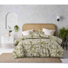 Otway Moss Green Washed Cotton Quilt Cover Set by Accessorize
