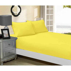 Yellow 1000TC Ultra Soft Fitted Sheet & 2 Pillowcases Set by Fabric Fantastic